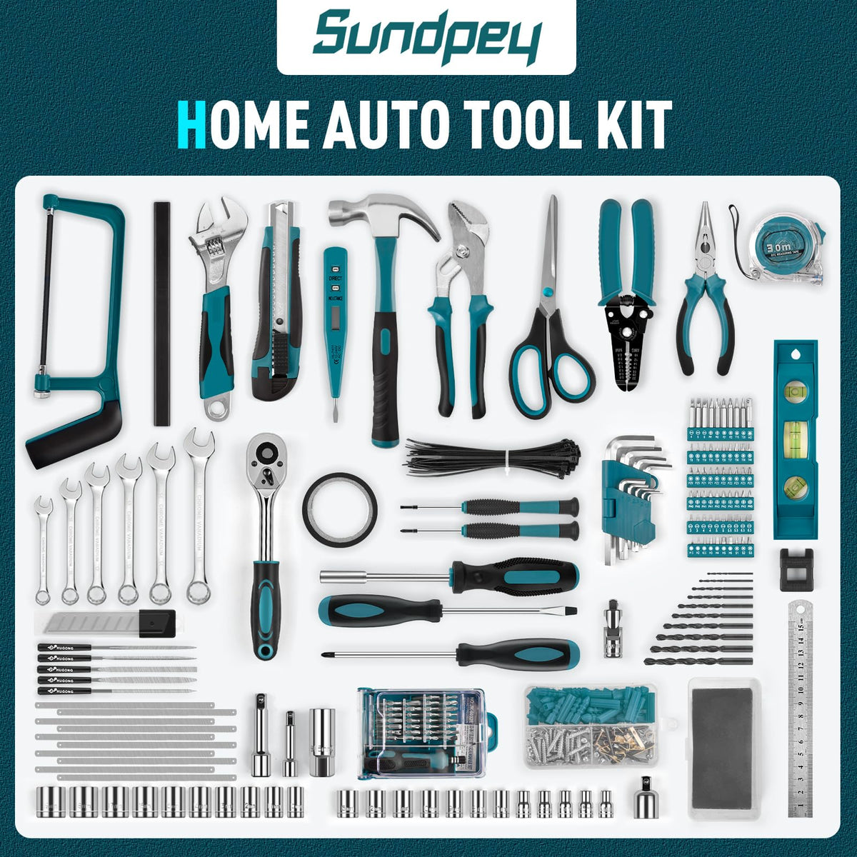 Sundpey 379 Pcs Portable Complete Home and Auto Tool Kit - Sundpey Official Imagery - 3