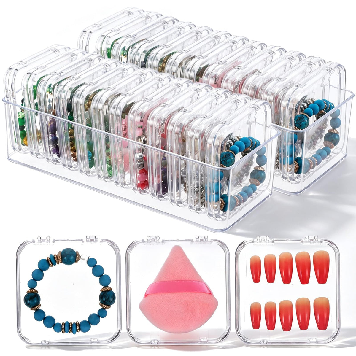 26 Pcs Acrylic Jewelry Box Bracelet Organizer 2 Long Cases - Nodaaiie Official Imagery - 2