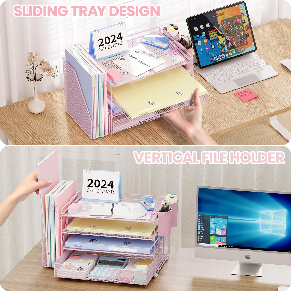 Desk Organizer 4 Tier Desktop File Organizer with Drawer and - OPNICE Official Imagery - 7