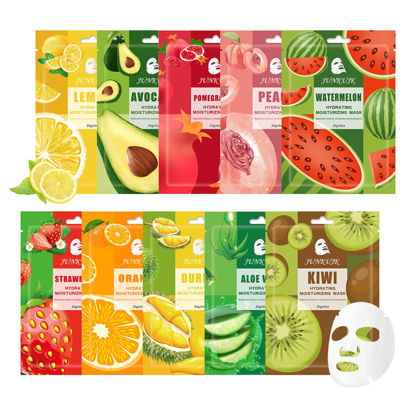 10PCS Hydrating Facial Sheet Mask,Moisturizing Face Masks - JunKuJK