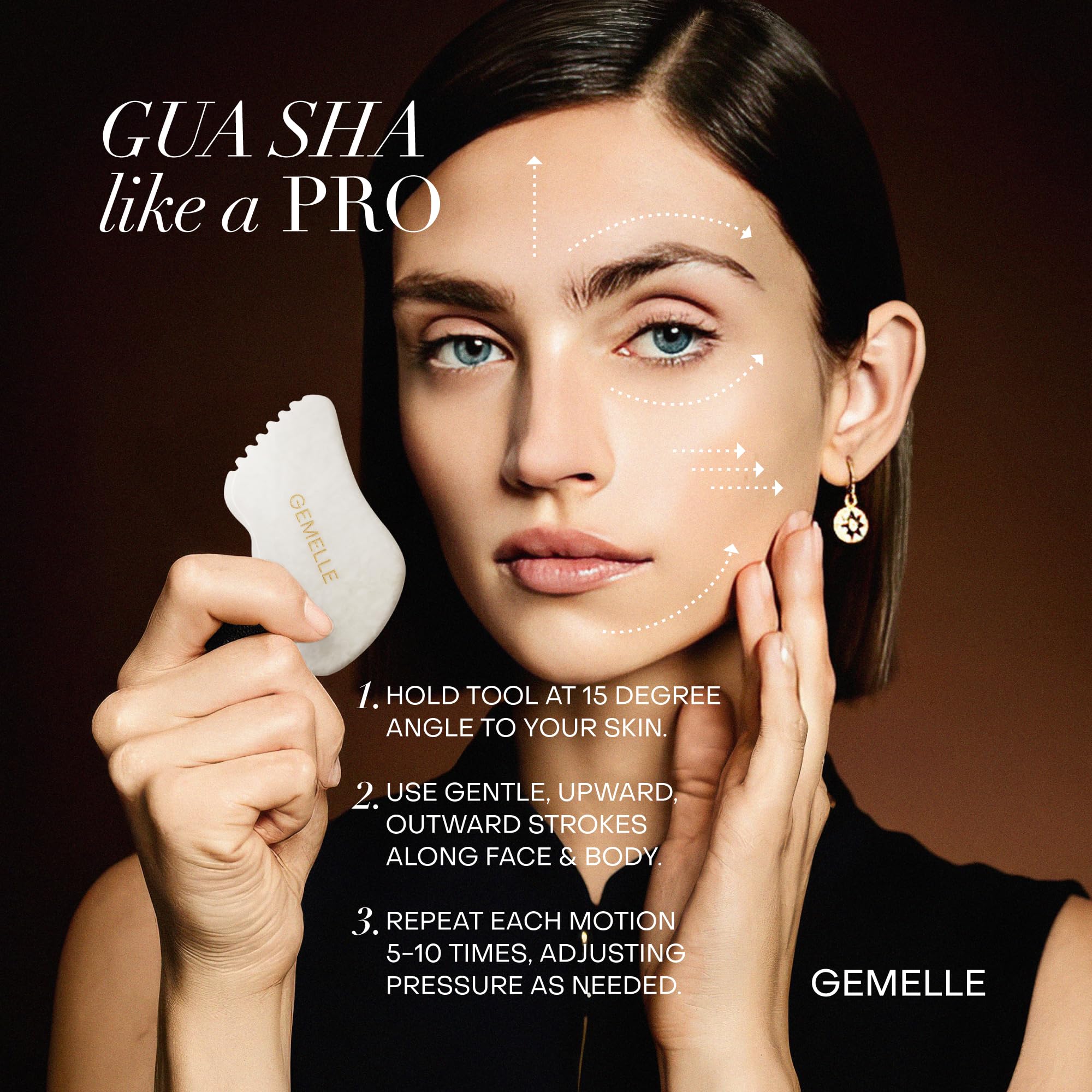 Lymphatic Gua Sha Face Oil with Jade Gua Sha Stone Set - GEMELLE