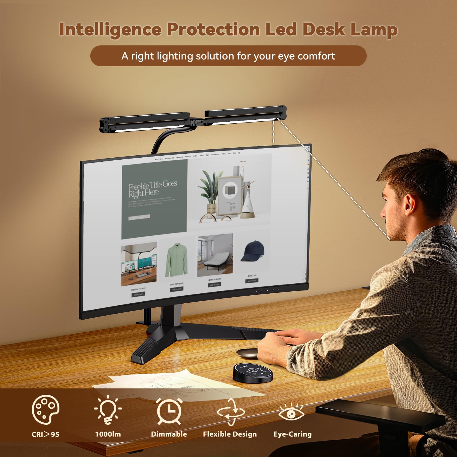 Pzloz Led Desk Lamps for Home Office - Eye Caring Architect Lamp with Clamp, Dou - Pzloz Official Product View 3