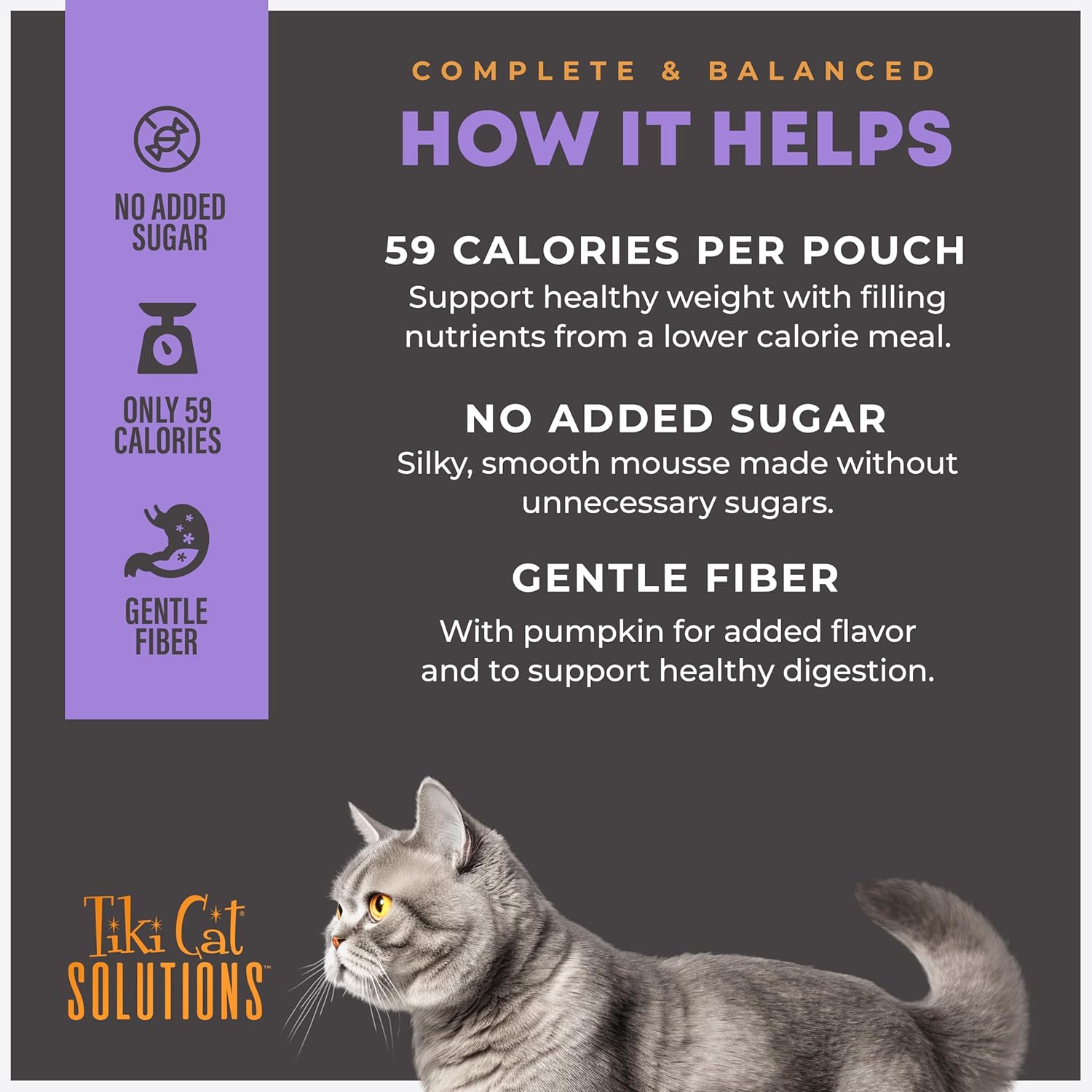 TIKI PETS Tiki Cat Solutions Light Mousse with chicken, turkey, and pumpkin in a creamy cat food container.