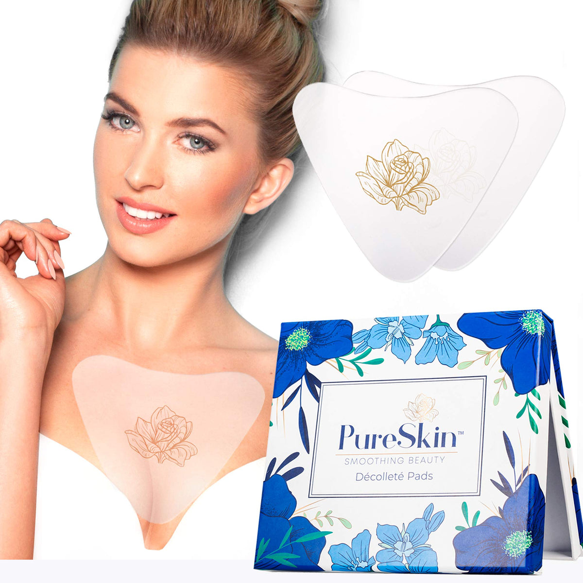 PureSkin Chest Wrinkle Patches 4 Pack Silicone Chest Wrinkle - PureSkin SMOOTHING BEAUTY Official Imagery - 2