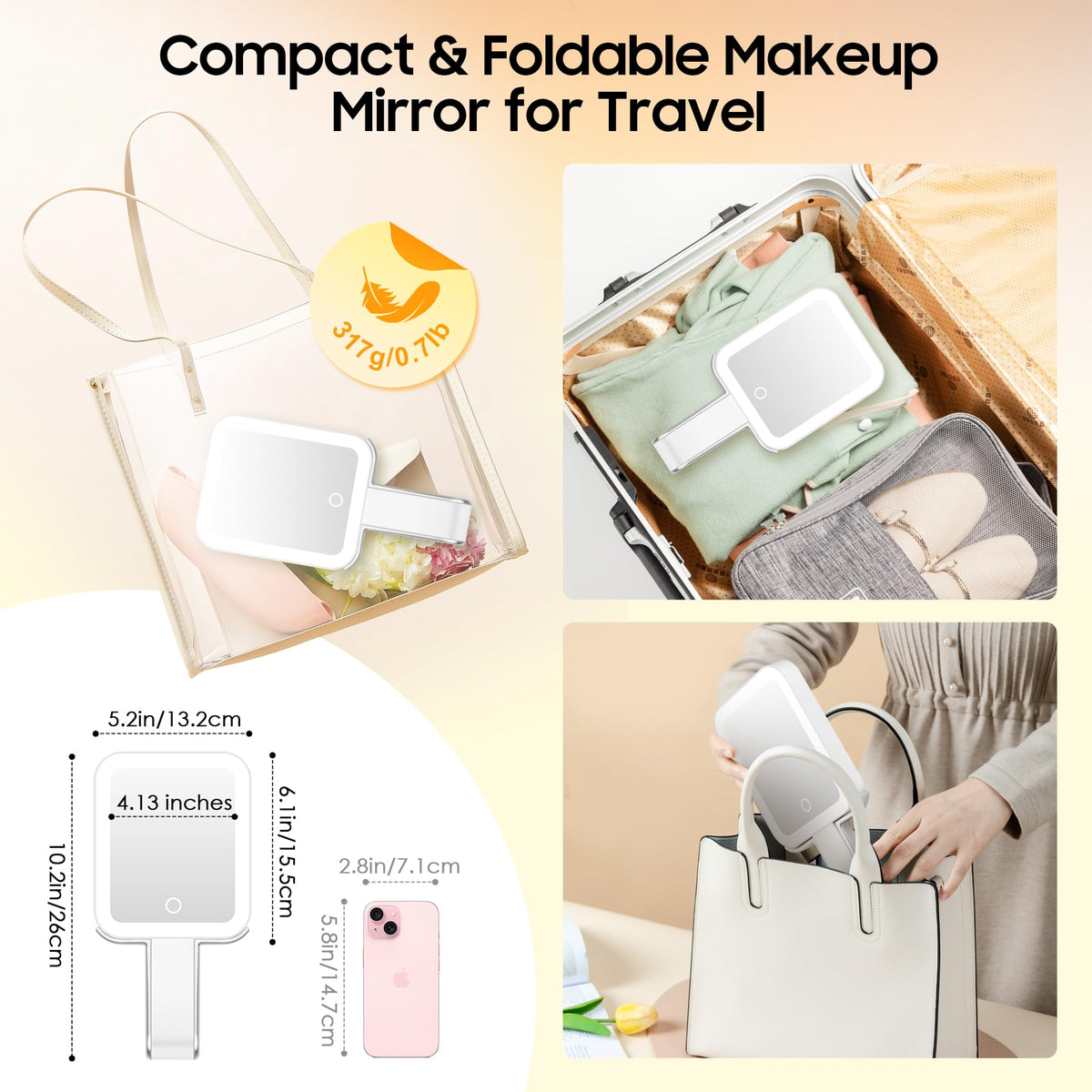 Travel Makeup Mirror with Lights Double Sided 1X 30X - B Beauty Planet Official Imagery - 8