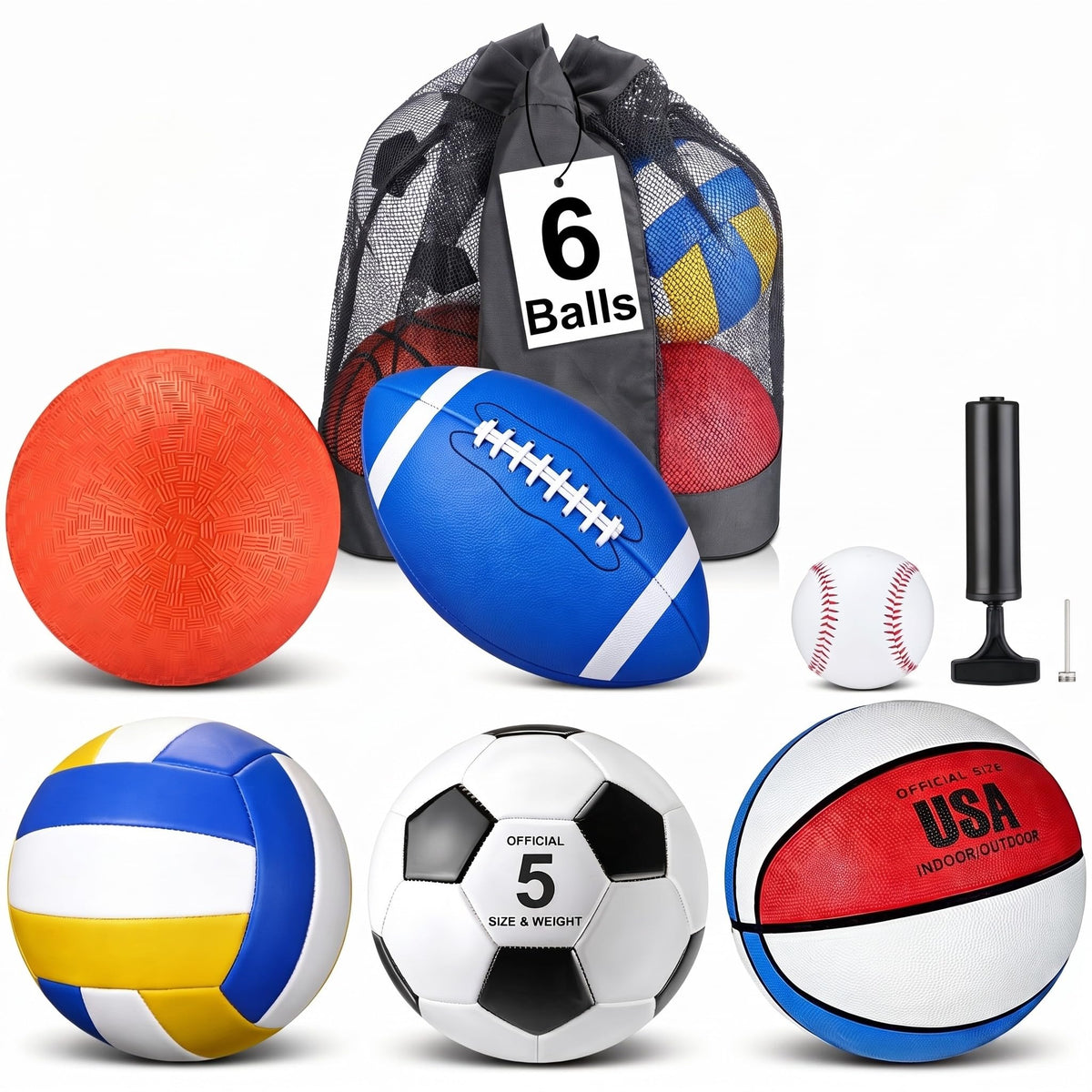 Libima 6 Pcs Multi Sport Ball Set Recess Equipment - Libima Official Imagery - 8