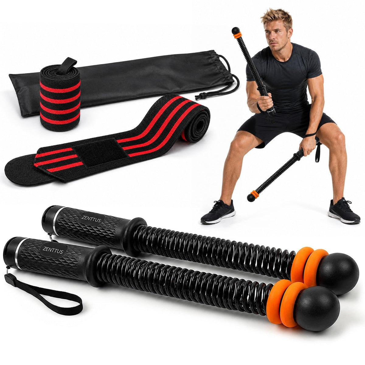 Weighted Cordless Battle Ropes Adjustable Ropeless Cardio - ZENTTUS Official Imagery - 1