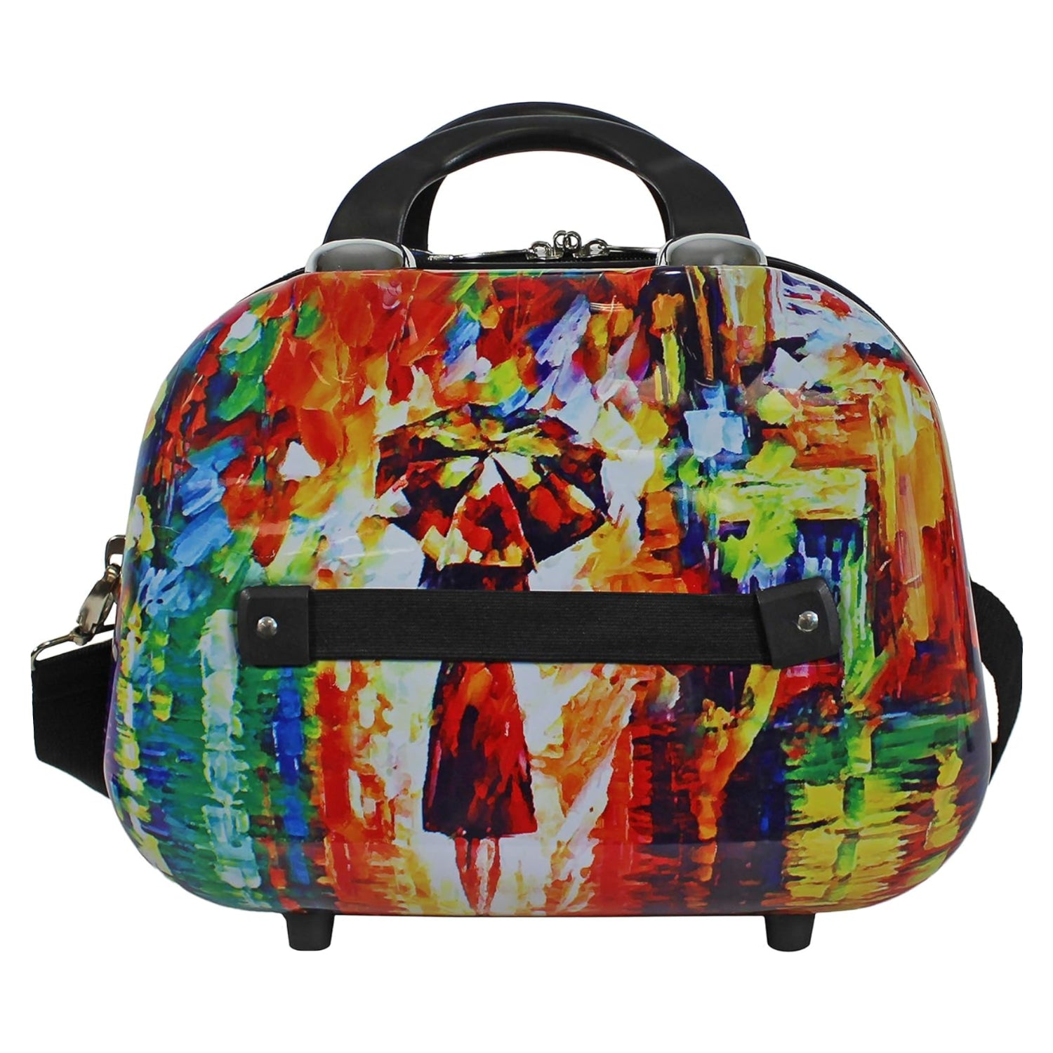 World Traveler 13-inch Paris Nights cosmetic case shoulder tote with floral pattern and zipper closure, ideal for travel accessories.