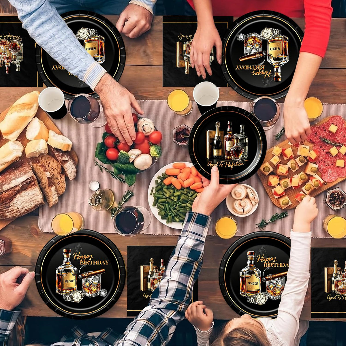 126Pcs Gentleman Vintage Birthday Paper Plates Napkins Party - ZHBZPTY Official Imagery - 8