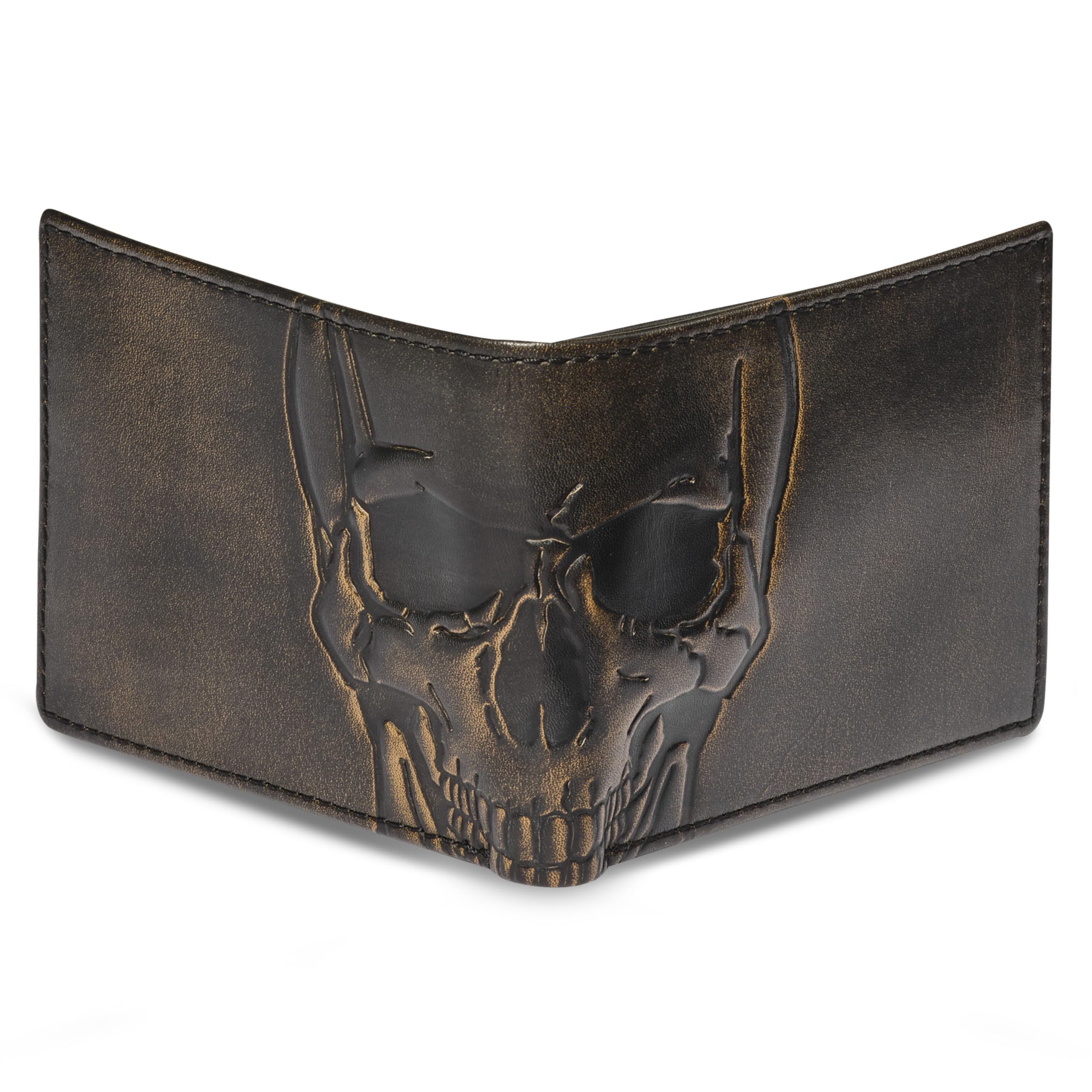 House of Jack Co. Skull Double ID Bifold Wallet for Men, 2 ID Windows