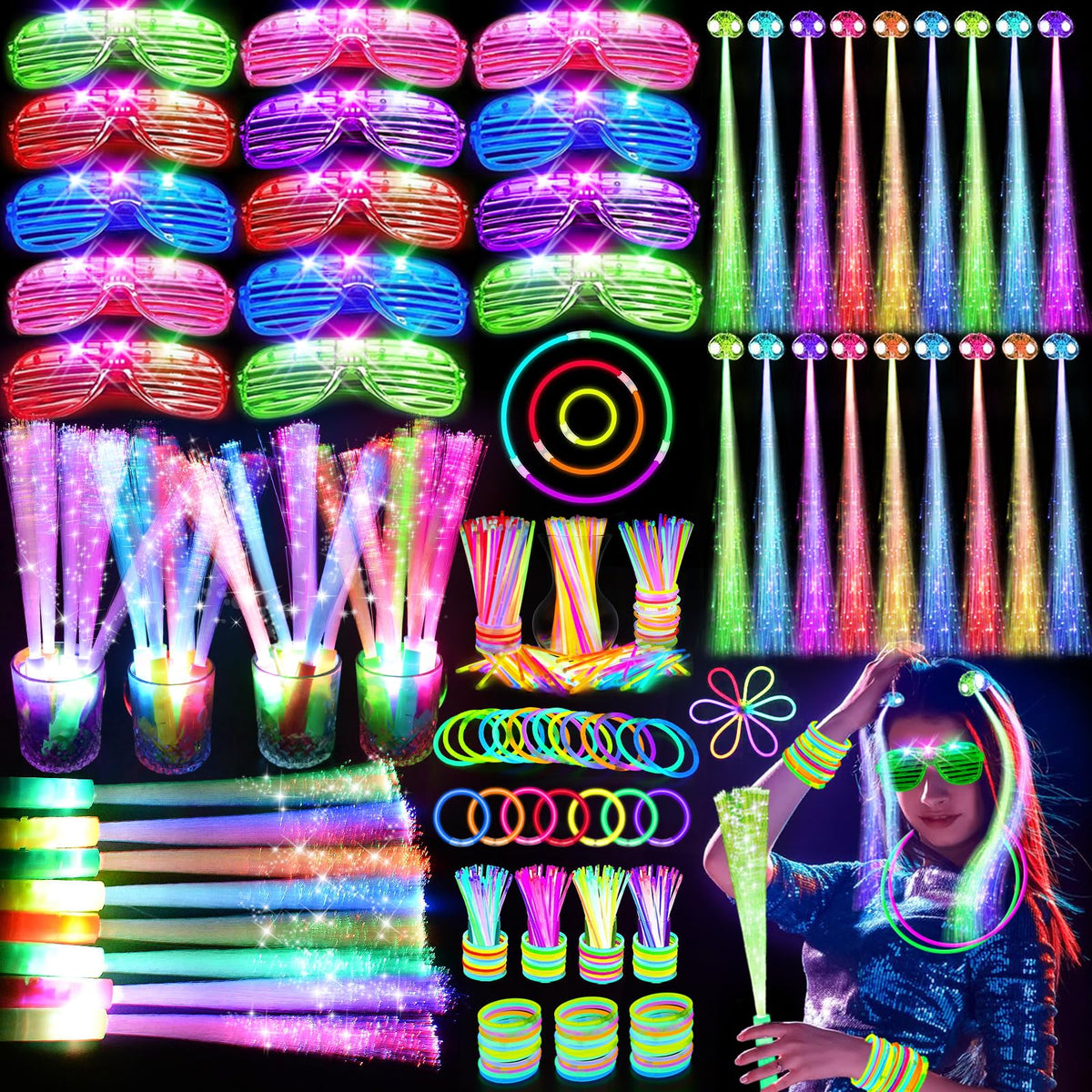 OLUPP 148 PCS Glow in the Dark Party Supplies Indoor Outdoor - OLUPP Official Imagery - 1