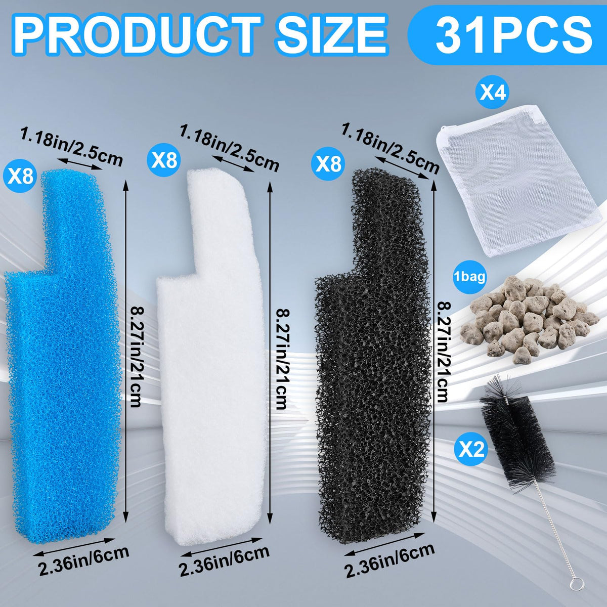 Threlaco 31 Pcs Filter Media Kit Compatible with Seachem - Threlaco Official Imagery - 3