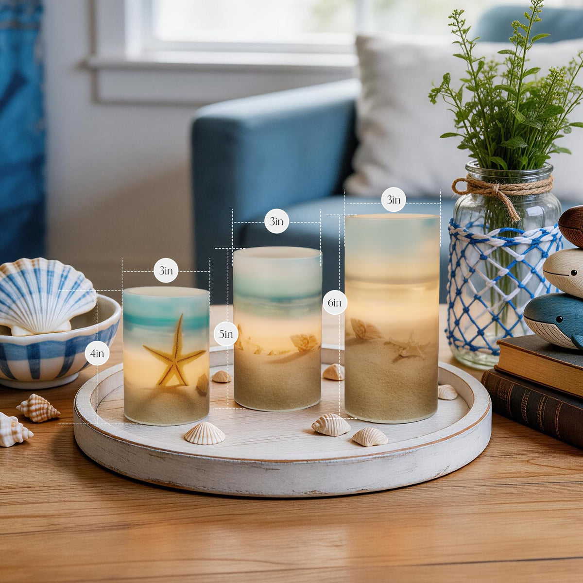 Beach Coastal Ocean Decor Seashell Starfish Battery - Velsyn Official Imagery - 4