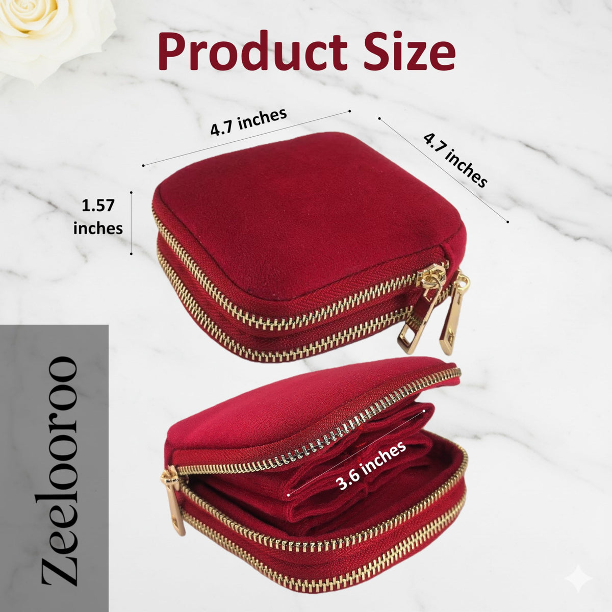 Travel Jewelry Pouch 2 Layer 11 Pocket Lisse Velvet Anti - Zeelooroo Official Imagery - 4