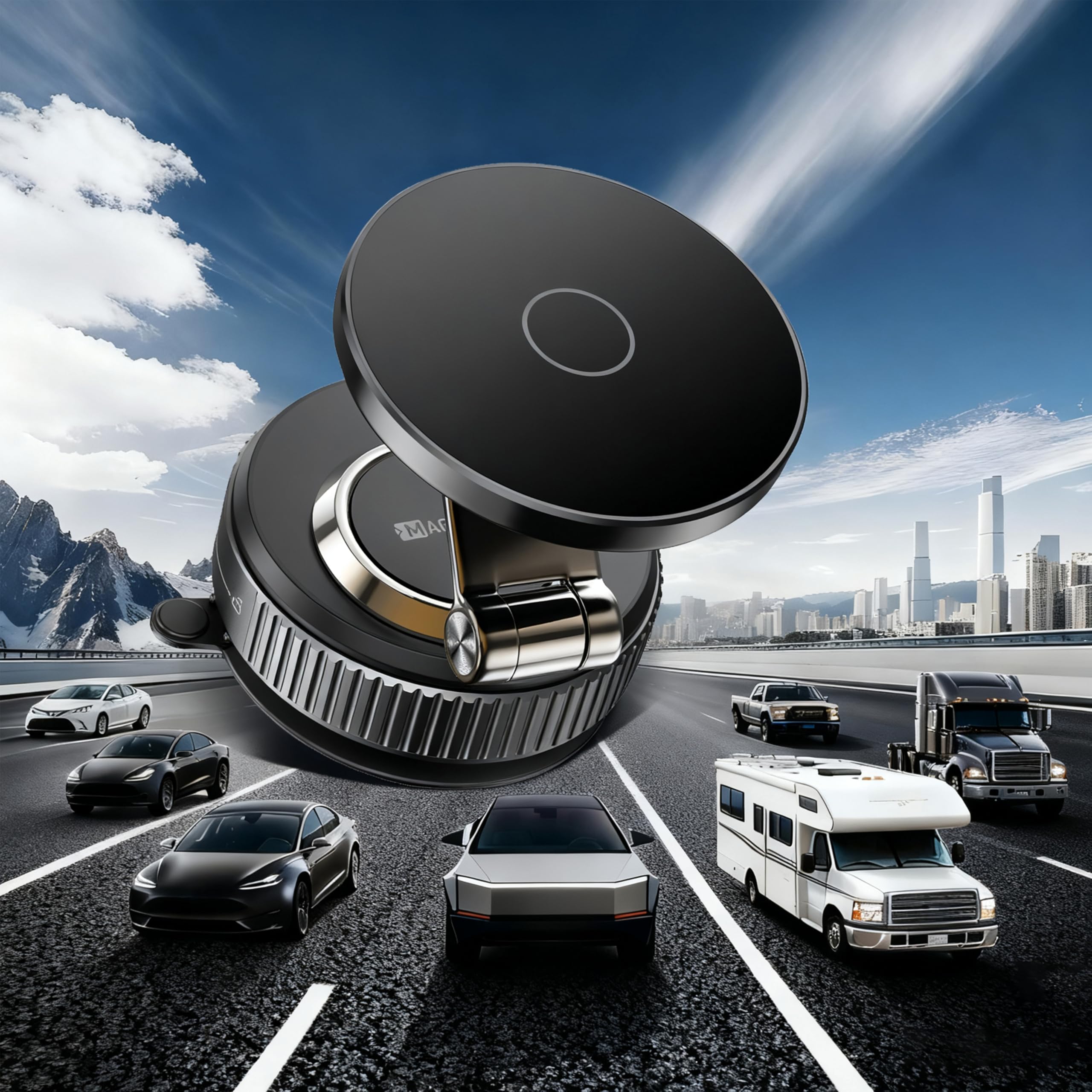 YLBV Magnetic Phone Holder for Car 2026 Heavy Duty Model 360° Adjustable Vacuum - YLBV Official Product View 2