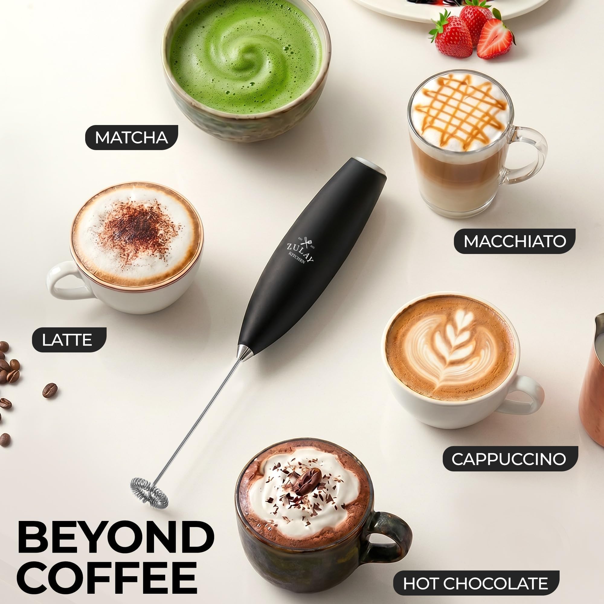 Zulay Kitchen Milk Frother Handheld Electric Whisk – Frother Wand by Zulay Kitchen - Angle View 5