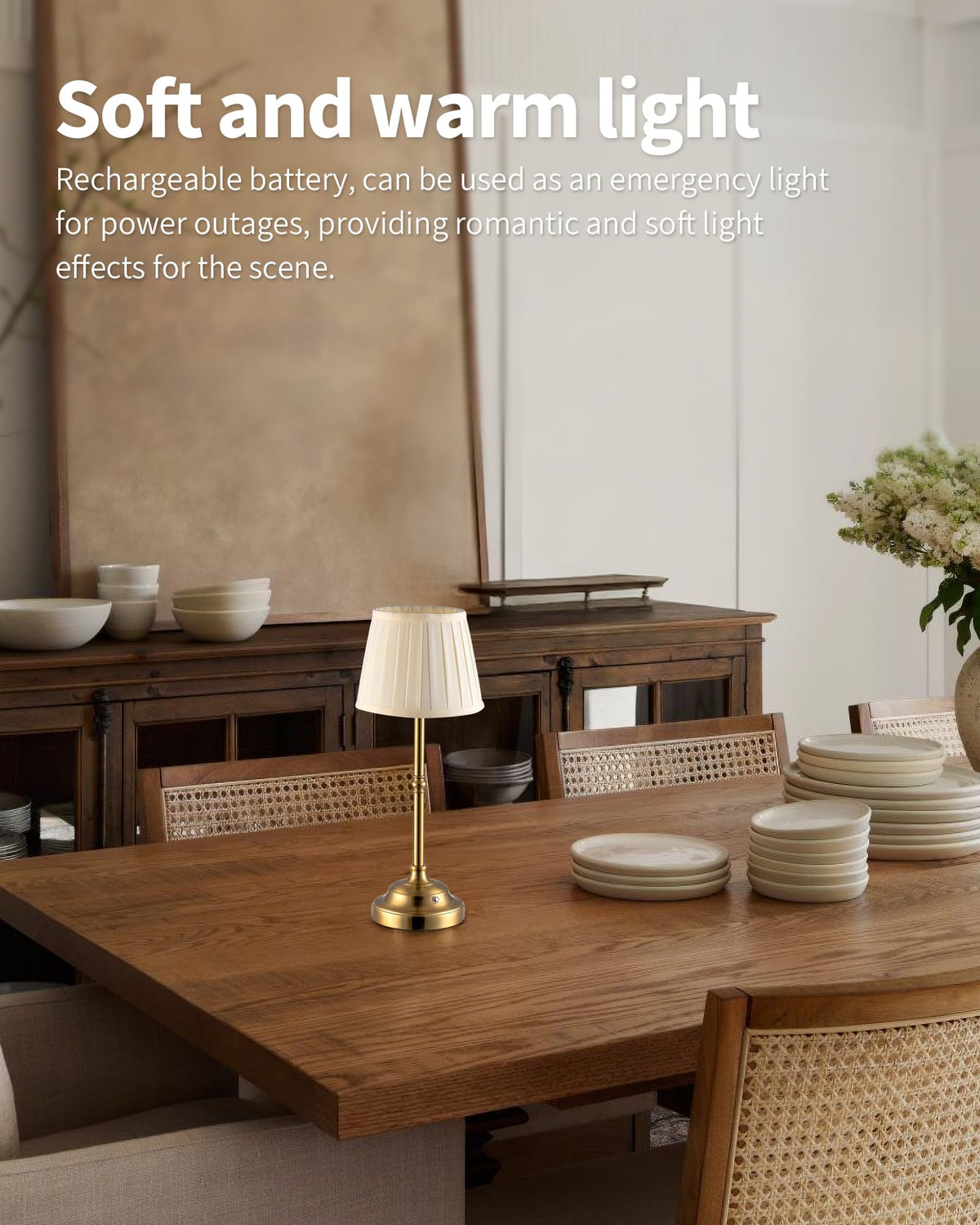 KDG Gold Cordless Portable LED Table Lamp Beige Fabric Shade - KDG Official Imagery - 4
