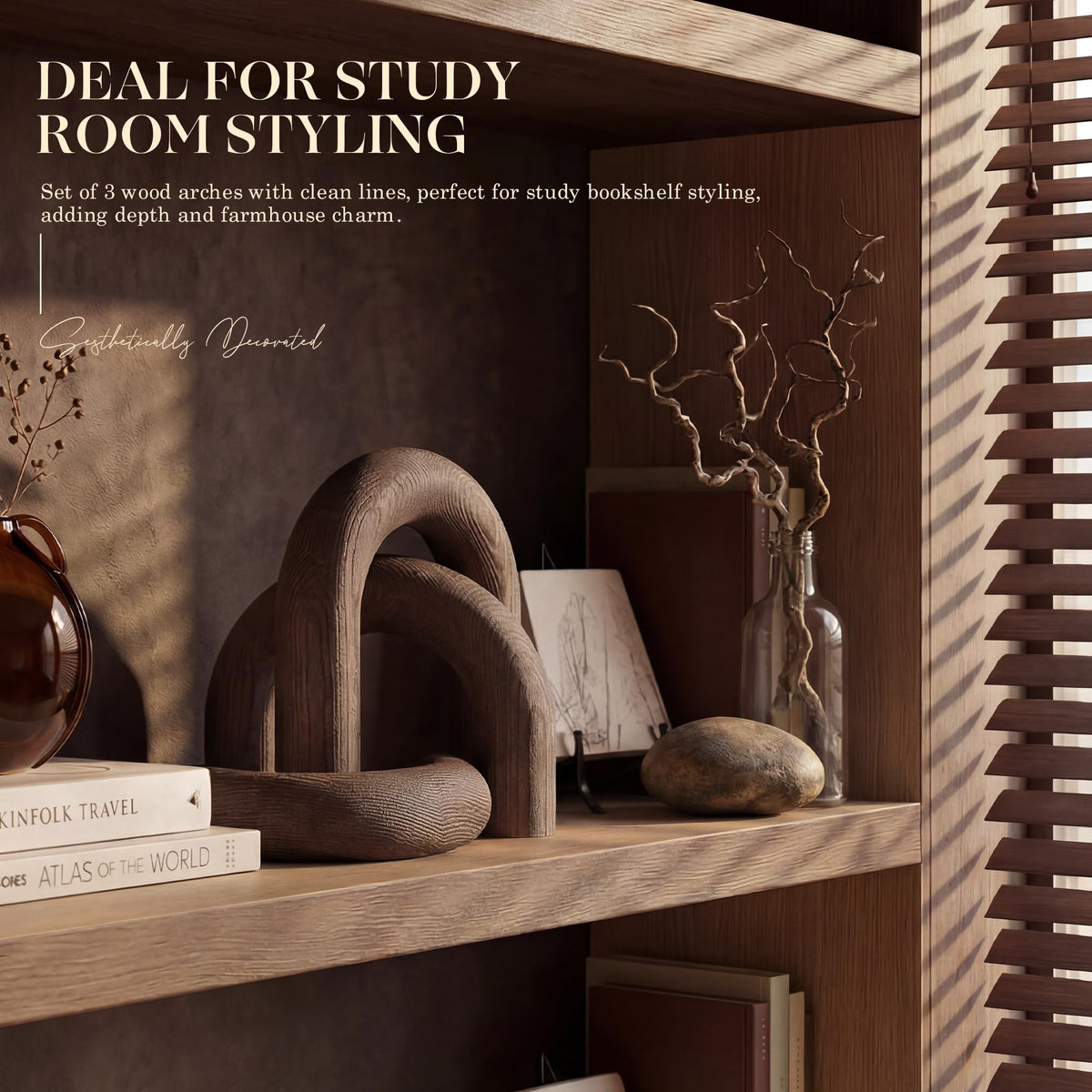 EOSAHR Pine Wood Arch Decor Set Wood Sculpture for Table - EOSAHR Official Imagery - 6