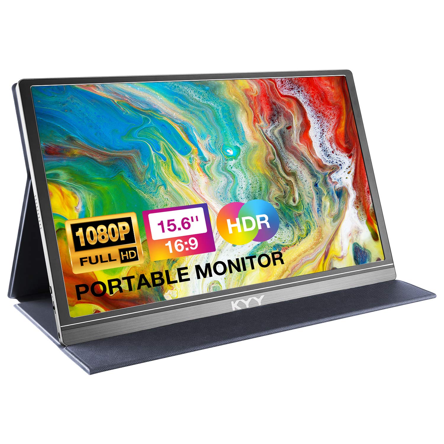 KYY Portable Monitor 15.6" 1080P Computer Monitor Screen Extender w/Cover