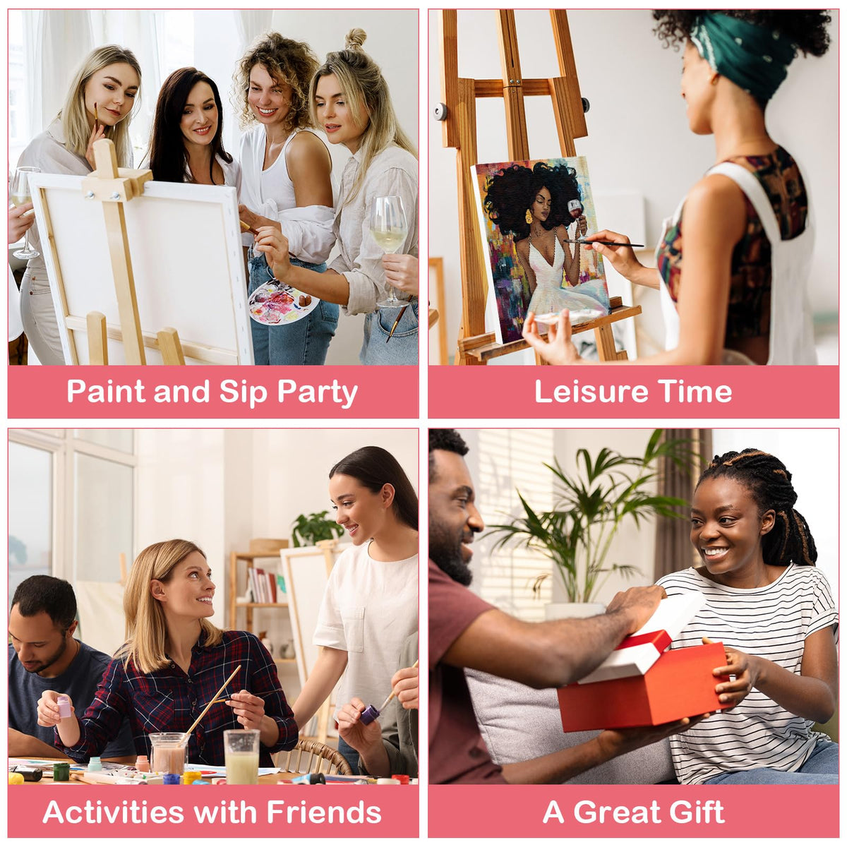 16 Pcs Sip and Paint Kit for Adults Pre Drawn Canvas for - VOCHIC Official Imagery - 7