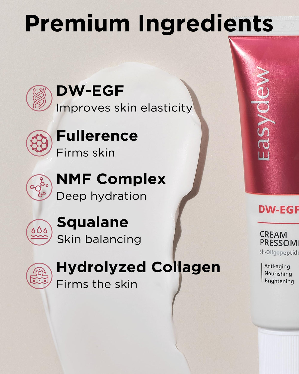 Easydew DW EGF Pressome Cream Anti Aging Moisturizer with DW - EASYDEW Official Product Imagery - 4