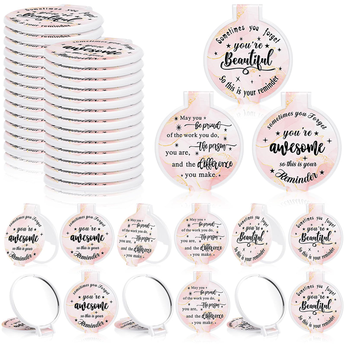 100 Pcs Compact Mirror Bulk Small Gifts for Women Light Pink - Wenqik Official Imagery - 2