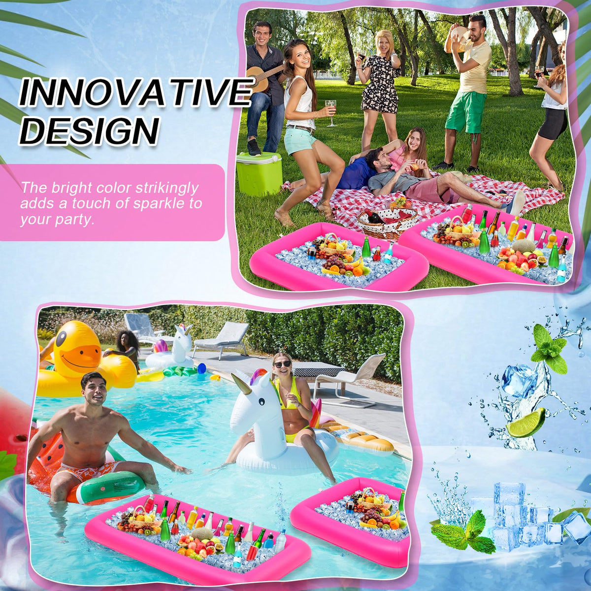 4 Pcs Inflatable Serving Bar Drink Cooler Ice Tray for Food - Leitee Official Imagery - 7