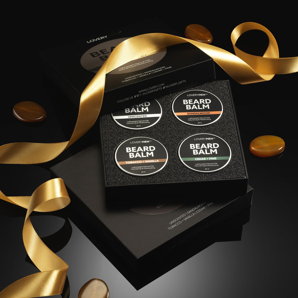 LOVERY Beard Balm for Men Gift Set in Unscented Sandalwood - LOVERY Official Imagery - 3