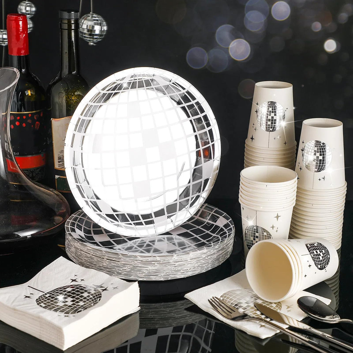 Gerrii 150 Pcs Disco Party Plates Cups Napkins Decorations - Gerrii Official Imagery - 3