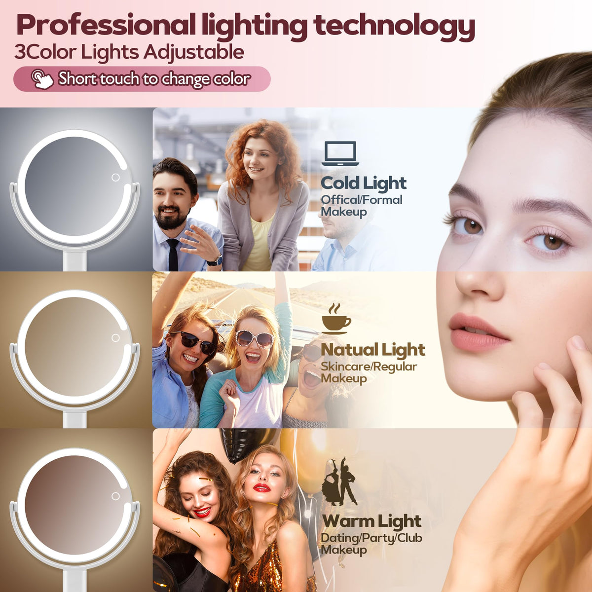 Makeup Mirror with Lights 30X Magnifying Height Adjustable - MOMOKUBA Official Imagery - 4