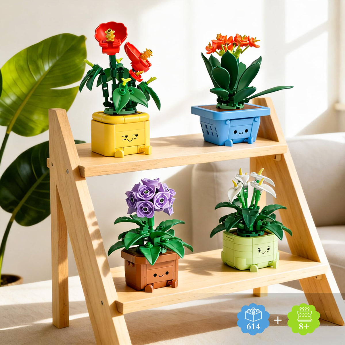 Flower Building Kit for Adults 614 Pcs Happy Plants Flowers - WIDELAND Official Imagery - 3