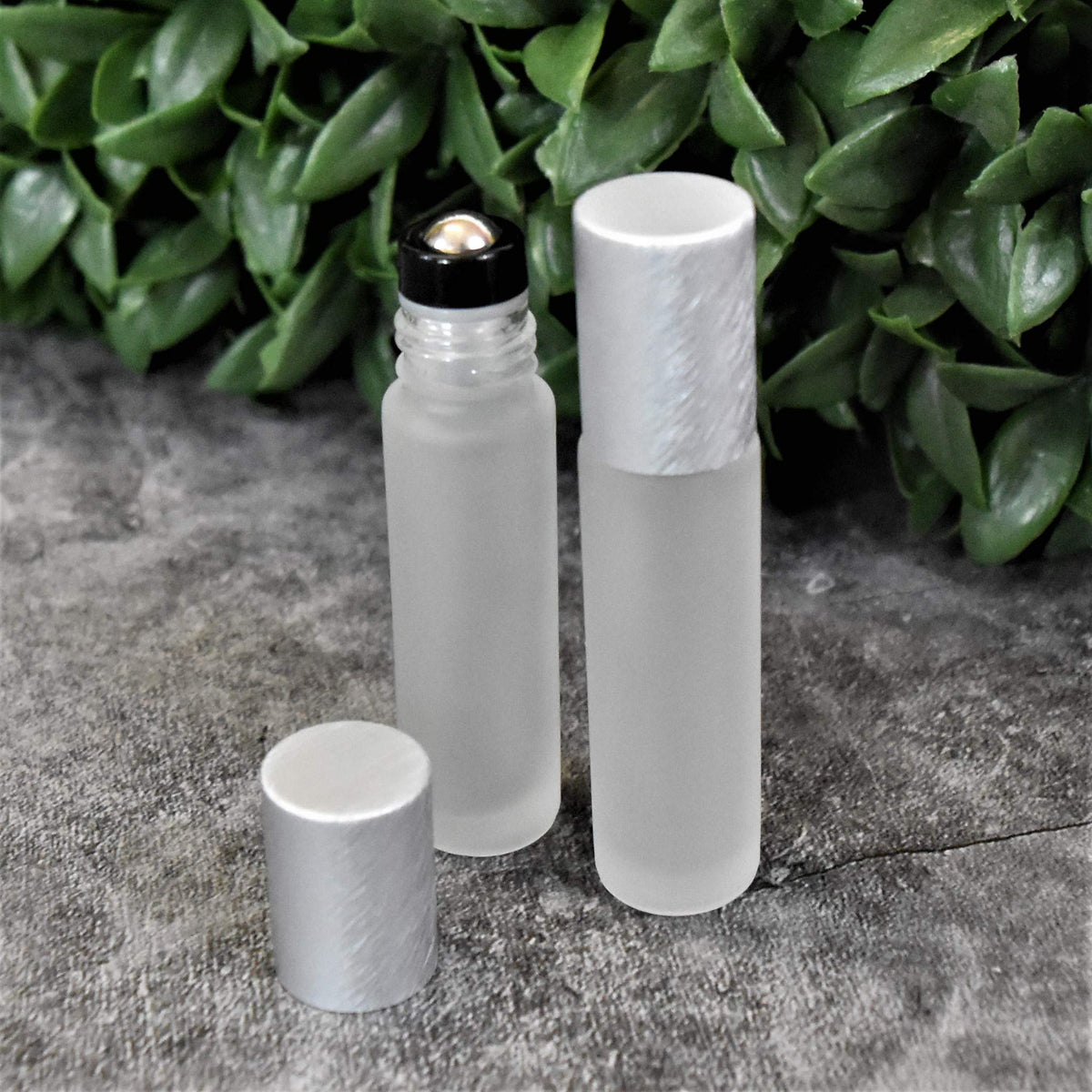 12 Pack Frosted Clear Glass Roller Bottles with Brushed - Holistic Oils Official Imagery - 7