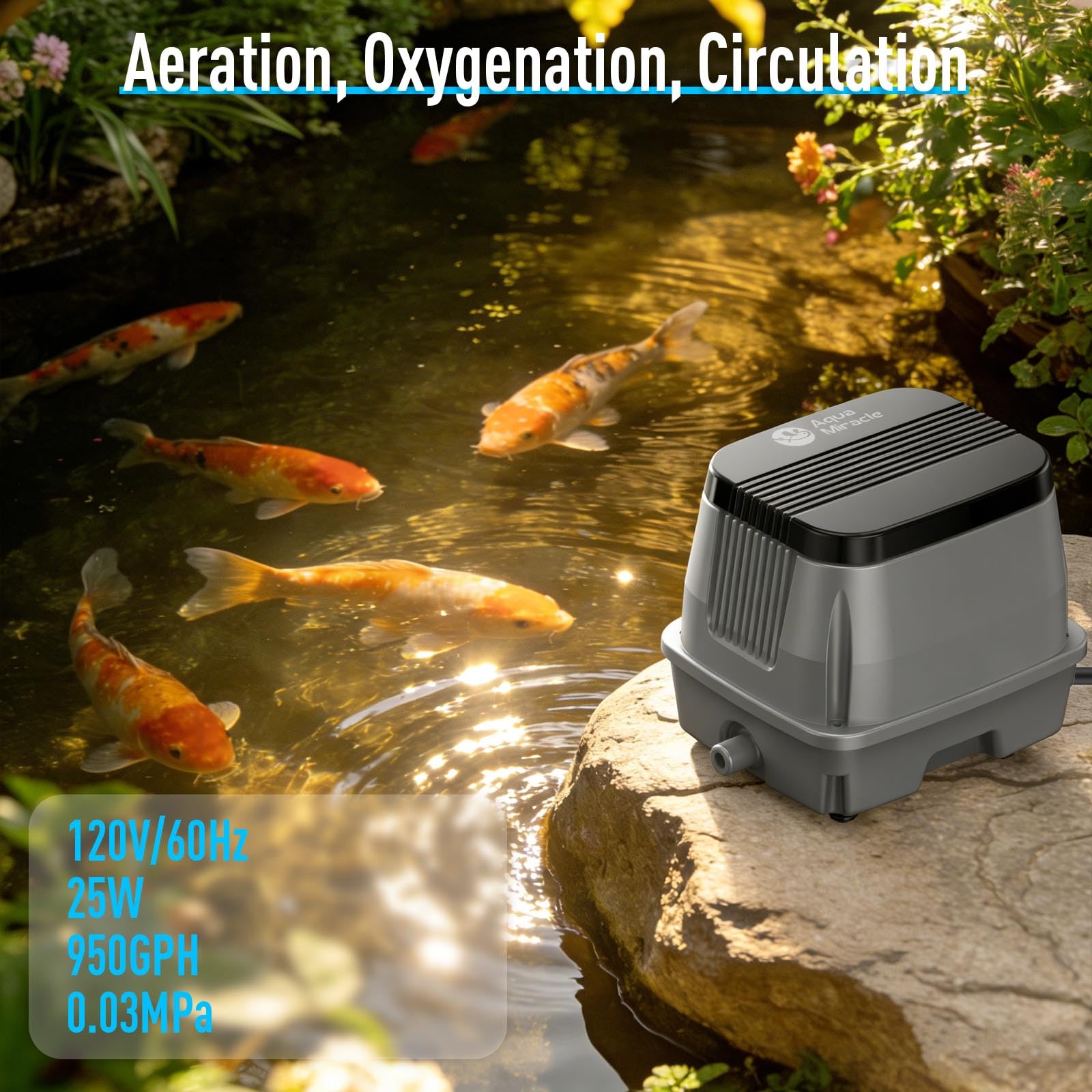 AquaMiracle Linear Air Pump ZP-40/ZP-60/ZP-100 for Pond Aeration, - AquaMiracle Official Product View 2