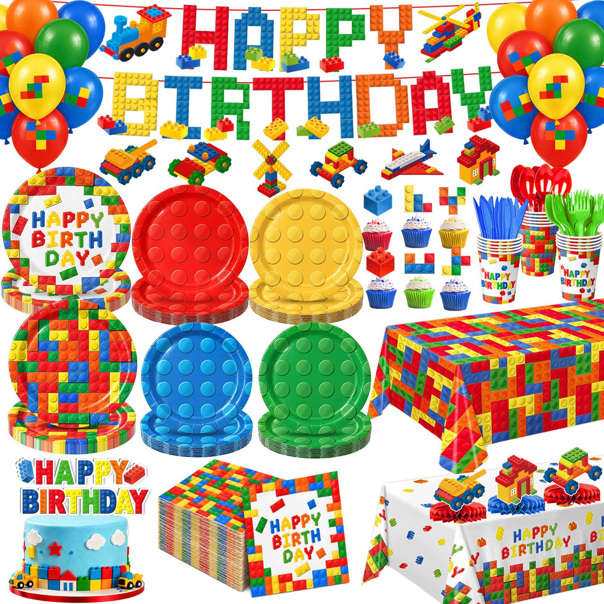 Building Block Birthday Decorations Colorful Building Block - NKPDAXM Official Imagery - 1