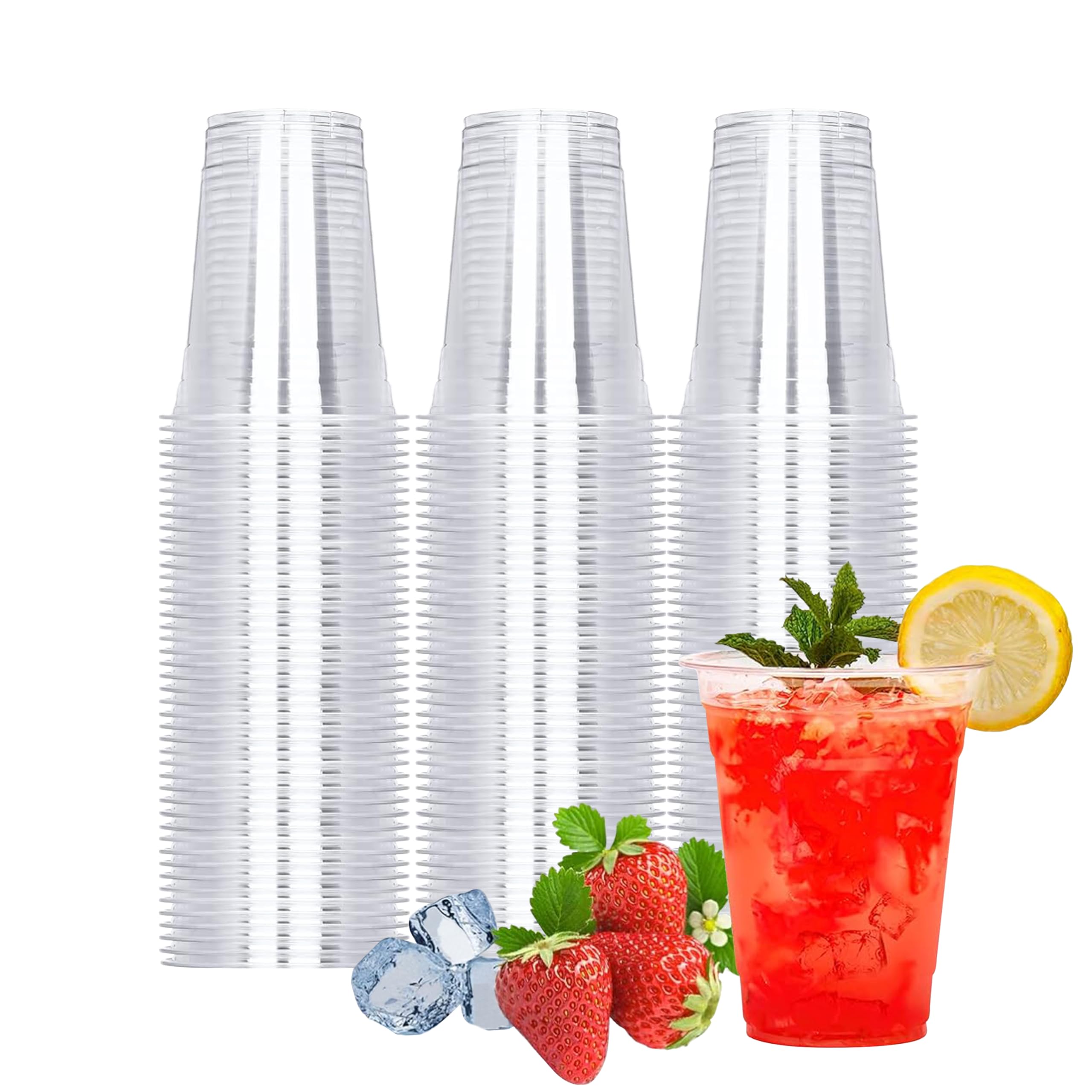 TashiBox 100 Count - 16 Ounce Plastic Cups, Ice Coffee Cups To - Product Imagery