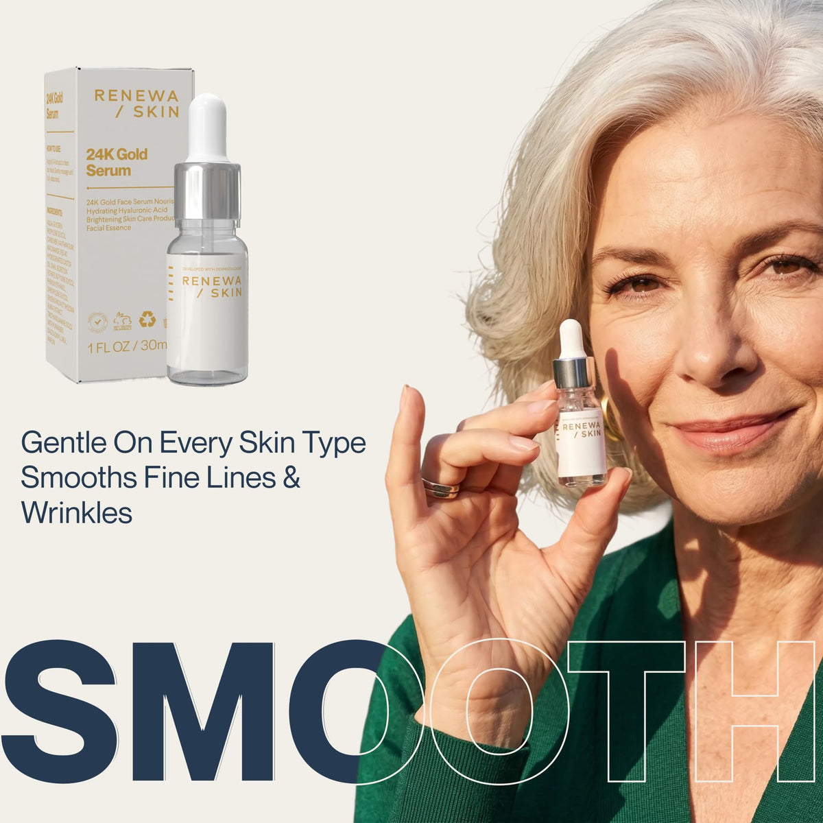 24K Gold Niacinamide Serum for Face Hydrating Brightening - Renewa Skin Official Imagery - 5