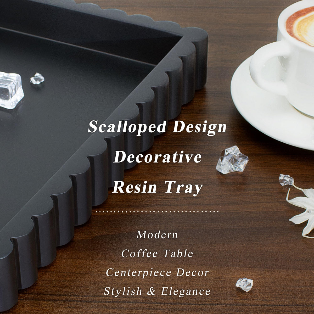 Decorative Tray for Coffee Table Modern Tray Decor 14 Black - YMXYJM Official Imagery - 4