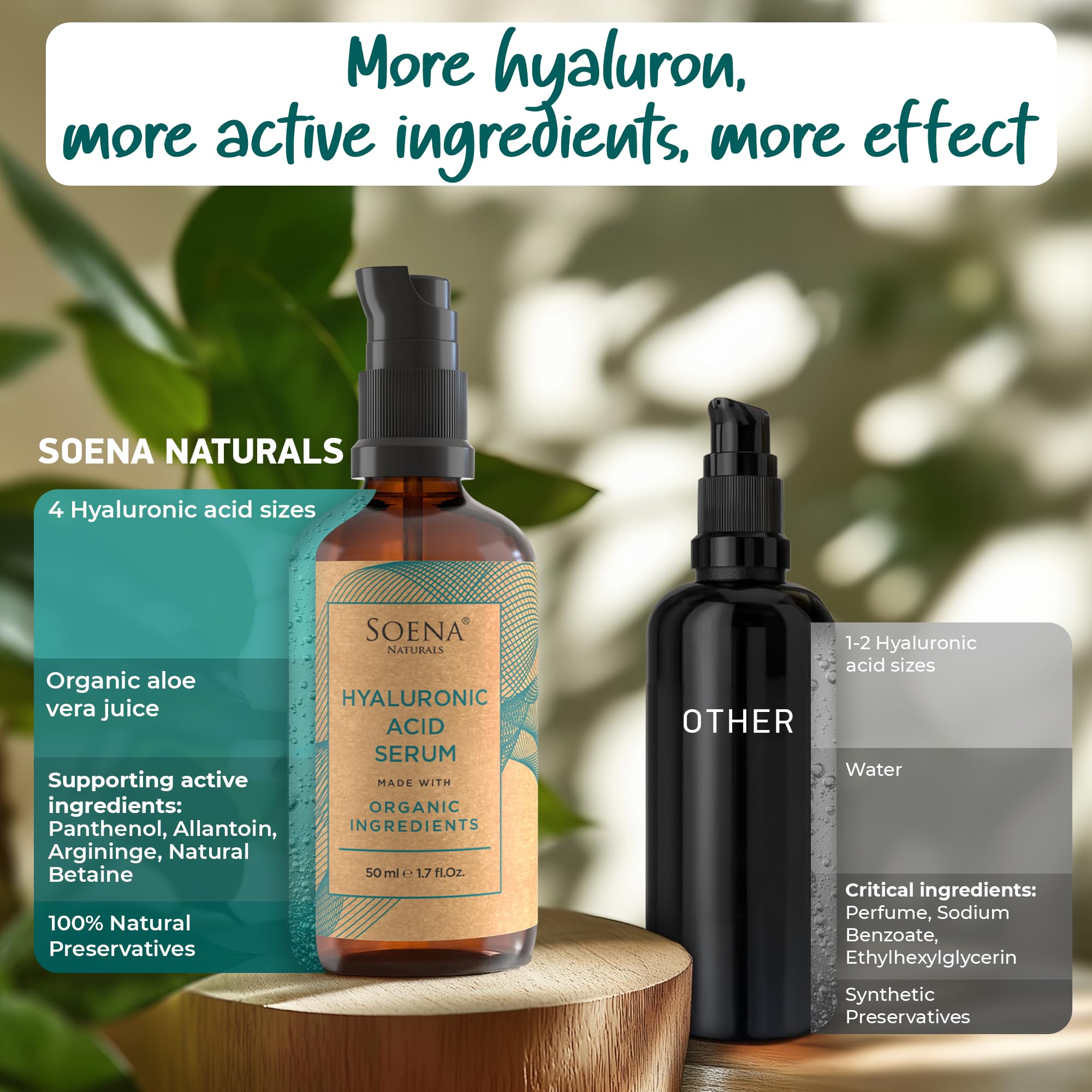 Soena Organic Hyaluronic Acid Serum for Face - Best Hyaluronic Acid + 4 Hyaluronic Si - Soena Official Product View 7