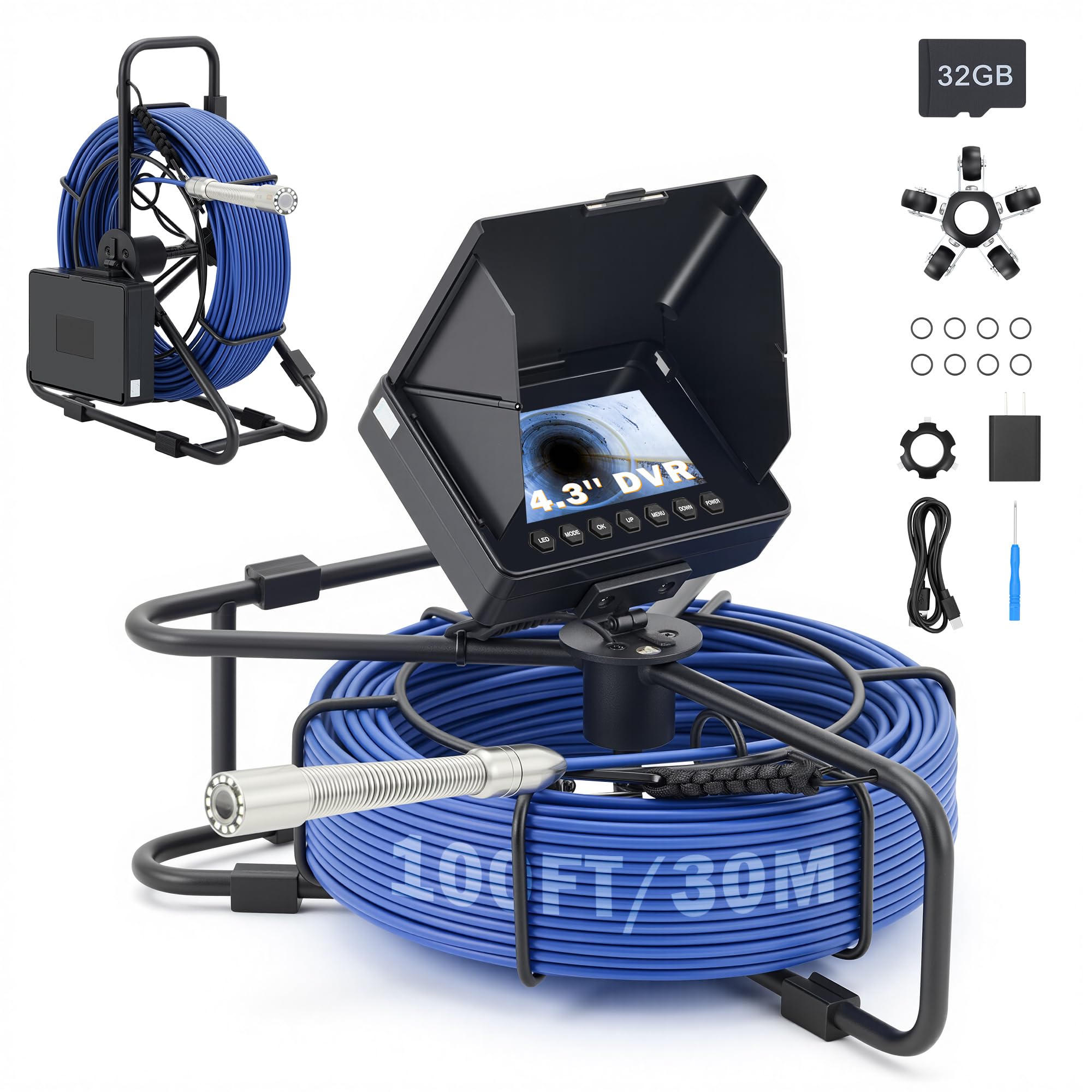 4.3" Sewer Camera, Sewer Inspection Camera with 100 ft. Cable & - Product Imagery