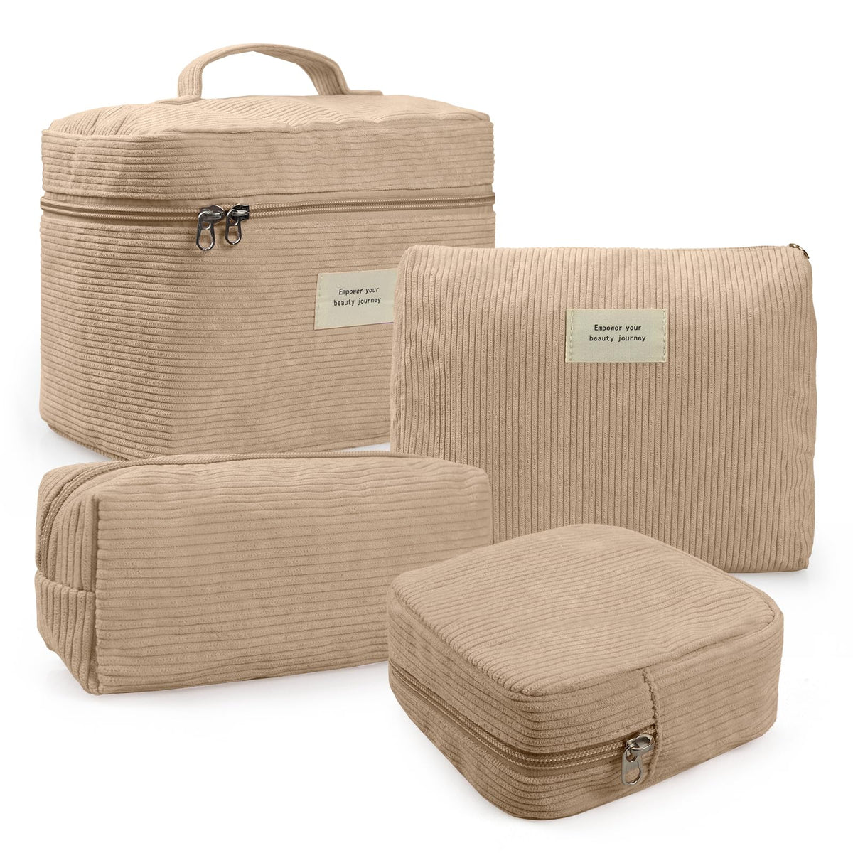 4 Pcs Makeup Bag for Women Corduroy Cosmetic Bag Aesthetic - LVWNM Official Imagery - 1