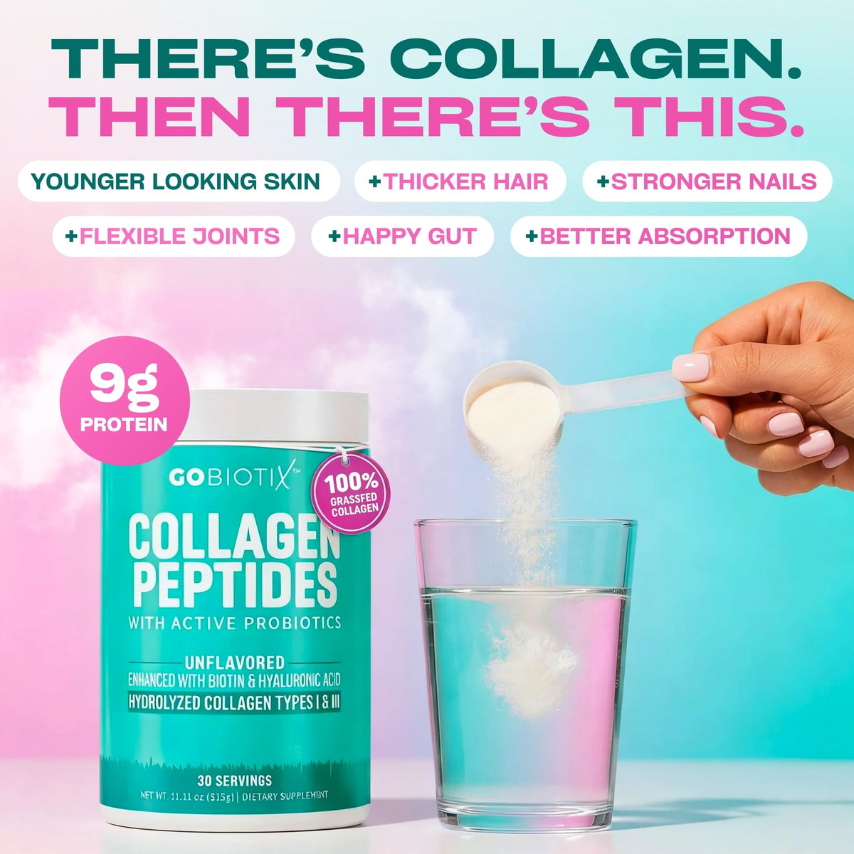 GOBIOTIX Collagen Peptides Powder with Probiotics Biotin - GOBIOTIX Official Imagery - 3