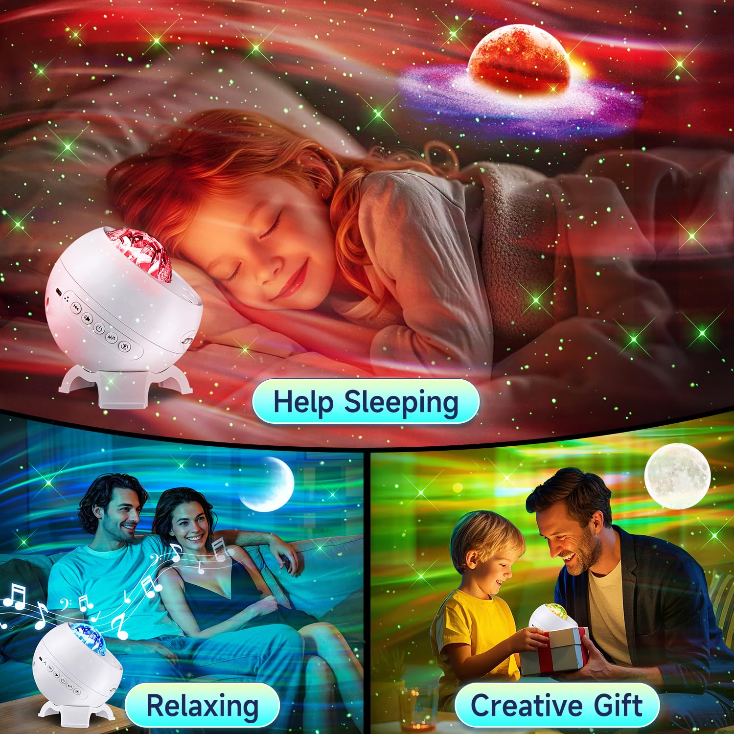 Staryou Galaxy Projector Northern Lights Projector with Bluetooth by Staryou - Angle View 8