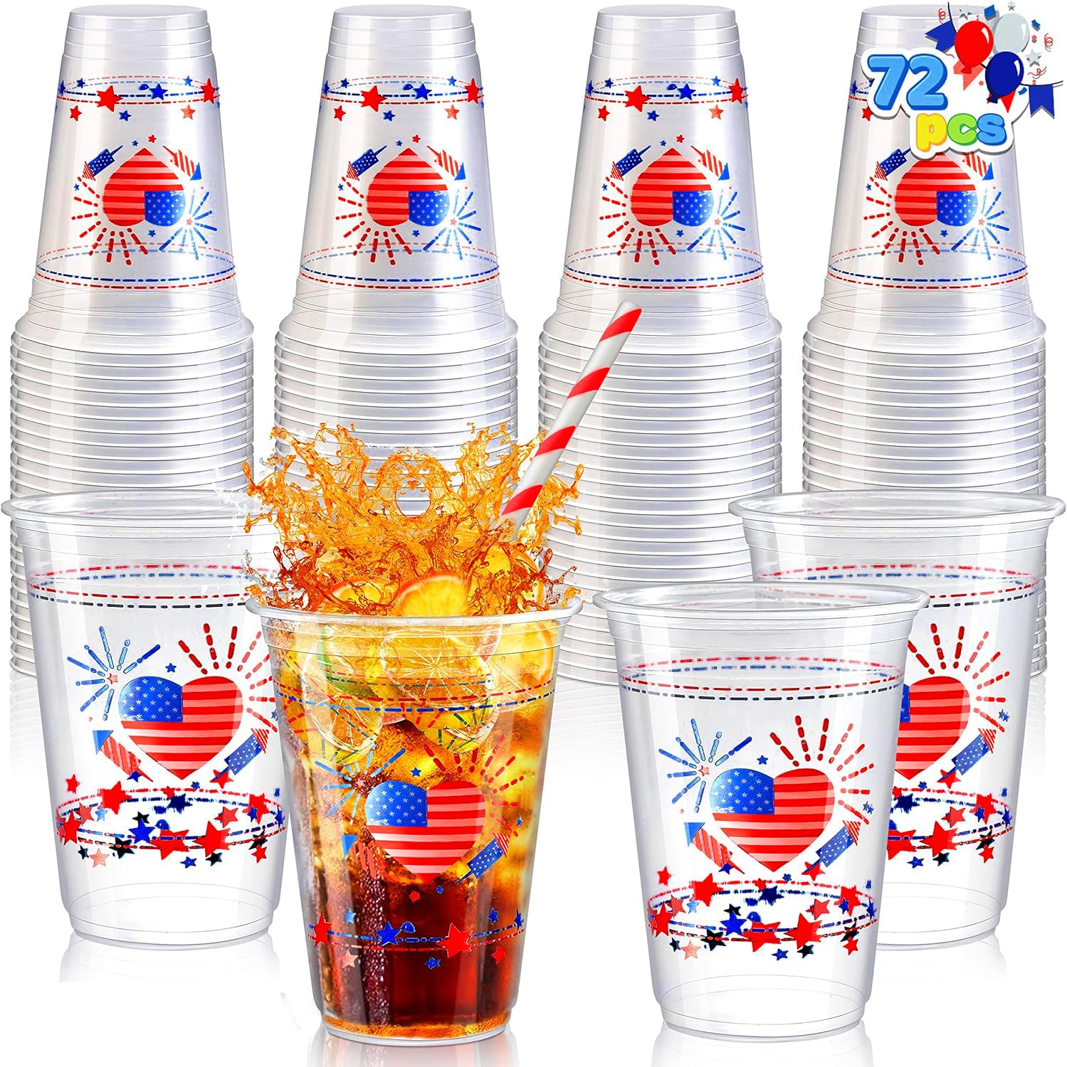 JOYIN 4th of July Cups, 72 Pcs 16 OZ 250th Anniversary Patriotic - Product Imagery
