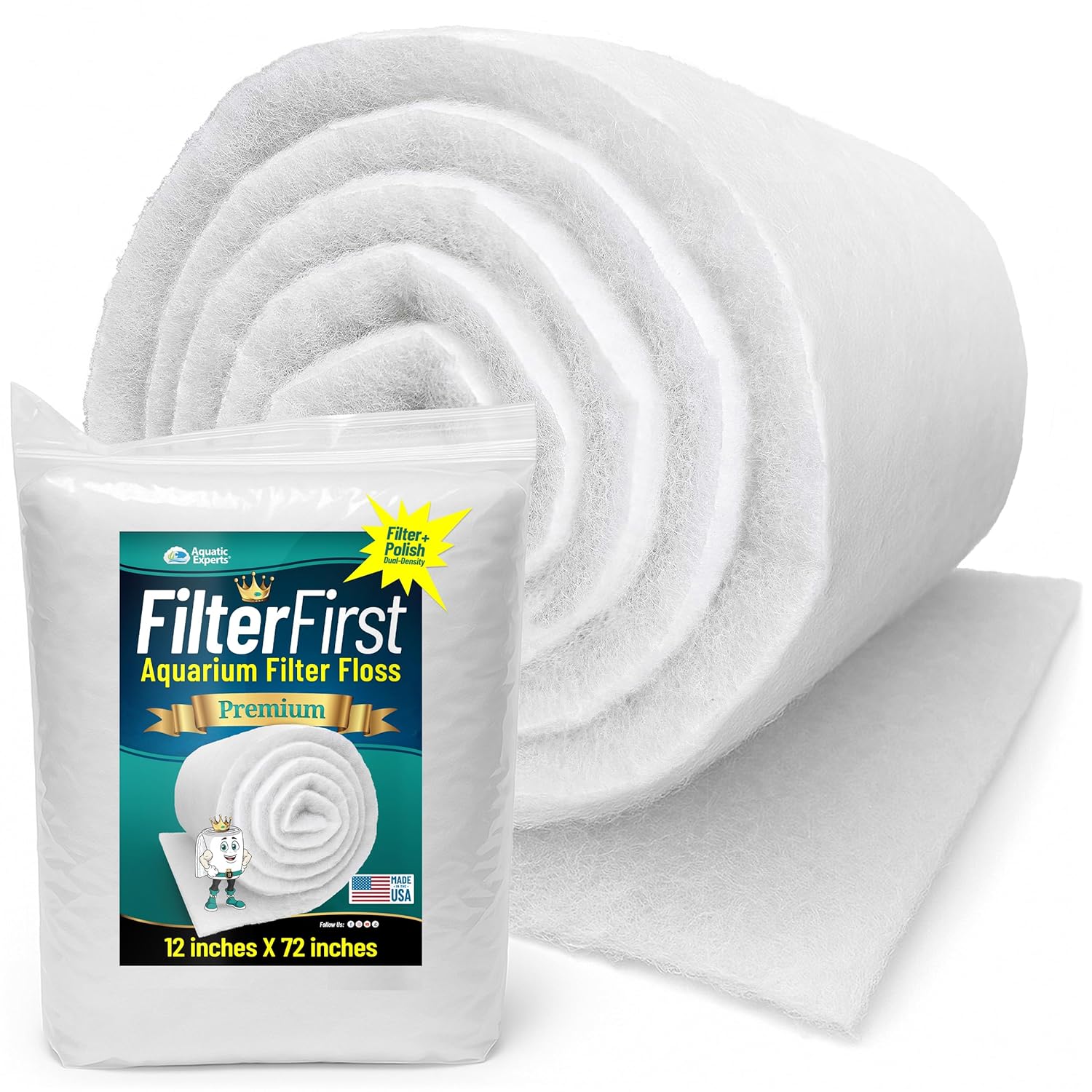 Aquatic Experts Aquarium Filter Floss for Fish Tank Filters - FilterFirst Aquarium Filter Pad - Media Ro