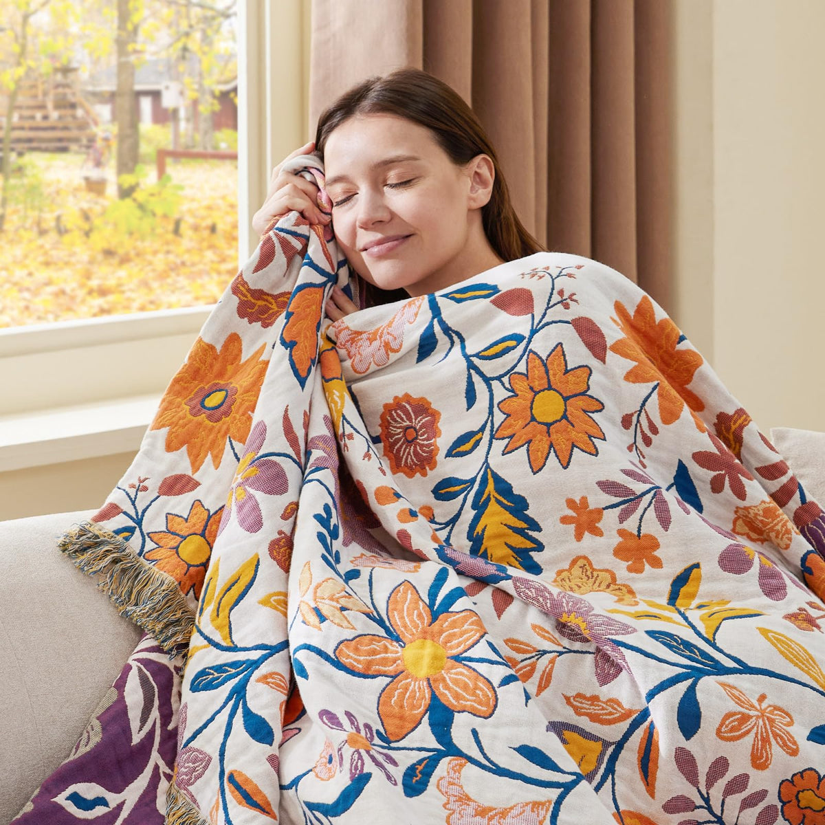 100 Cotton Boho Throw Blanket for Home Decor Classic - RILIHO Official Imagery - 8