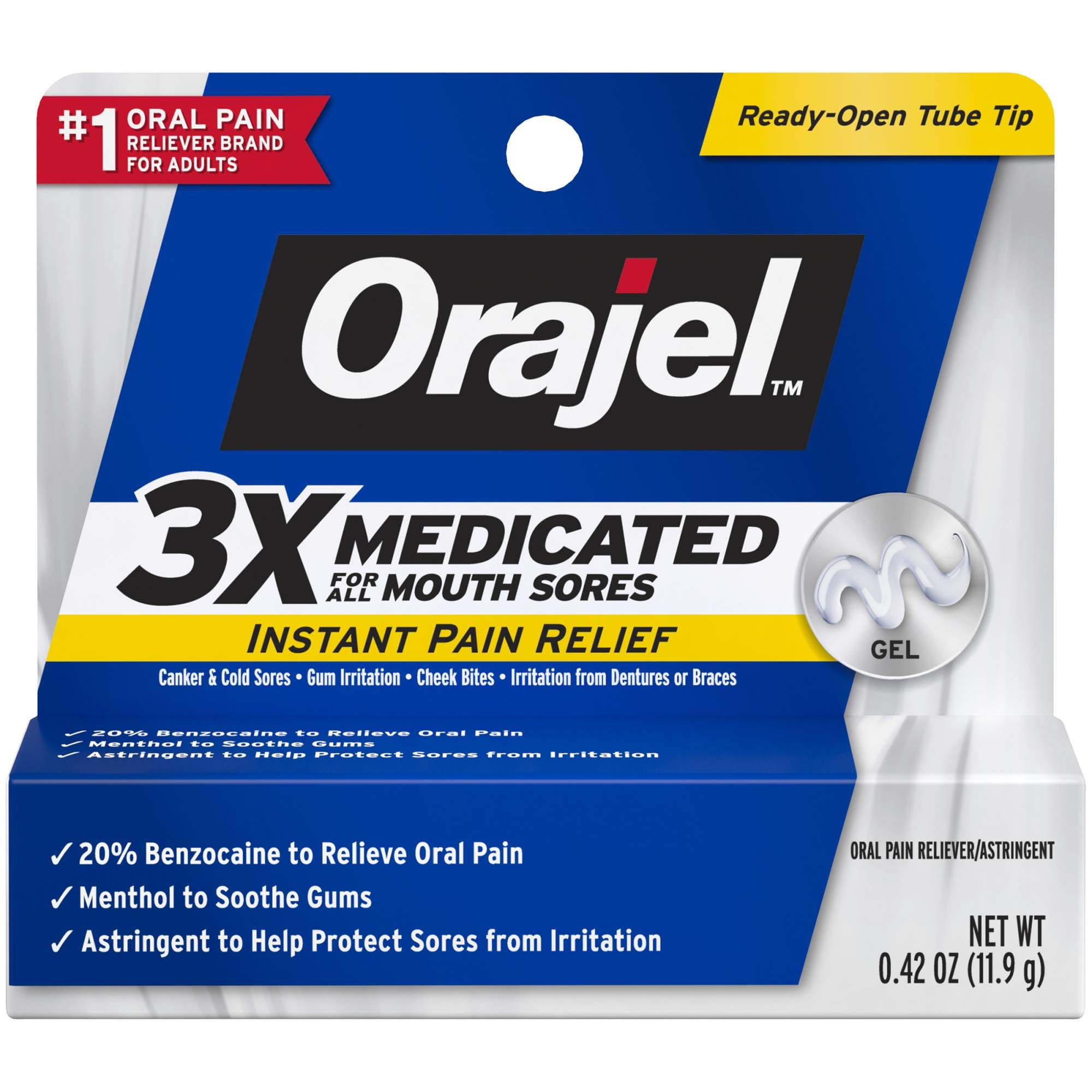 Orajel 3X Medicated Mouth Sore Gel Extra Strength 0.42 oz