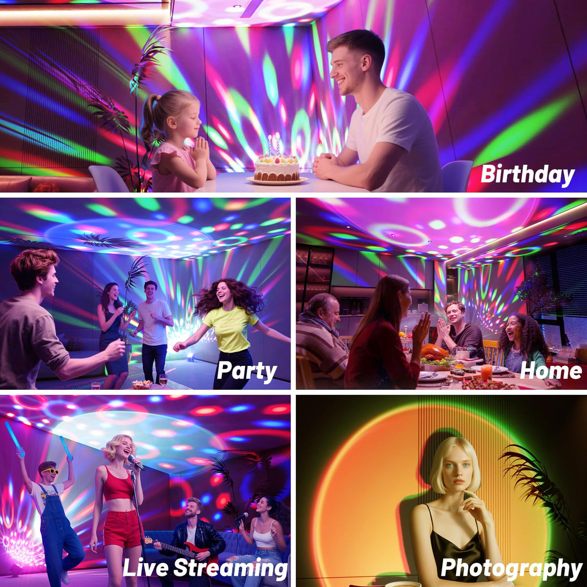 Disco Ball Party Lights Disco Light Sunset Lamp Projector - OIEZISRO Official Imagery - 4