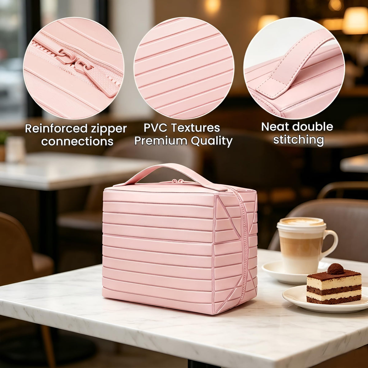 Lay Flat Fold Down Standing Makeup Bag Large Travel Toiletry - Premium Selection Official Imagery - 5