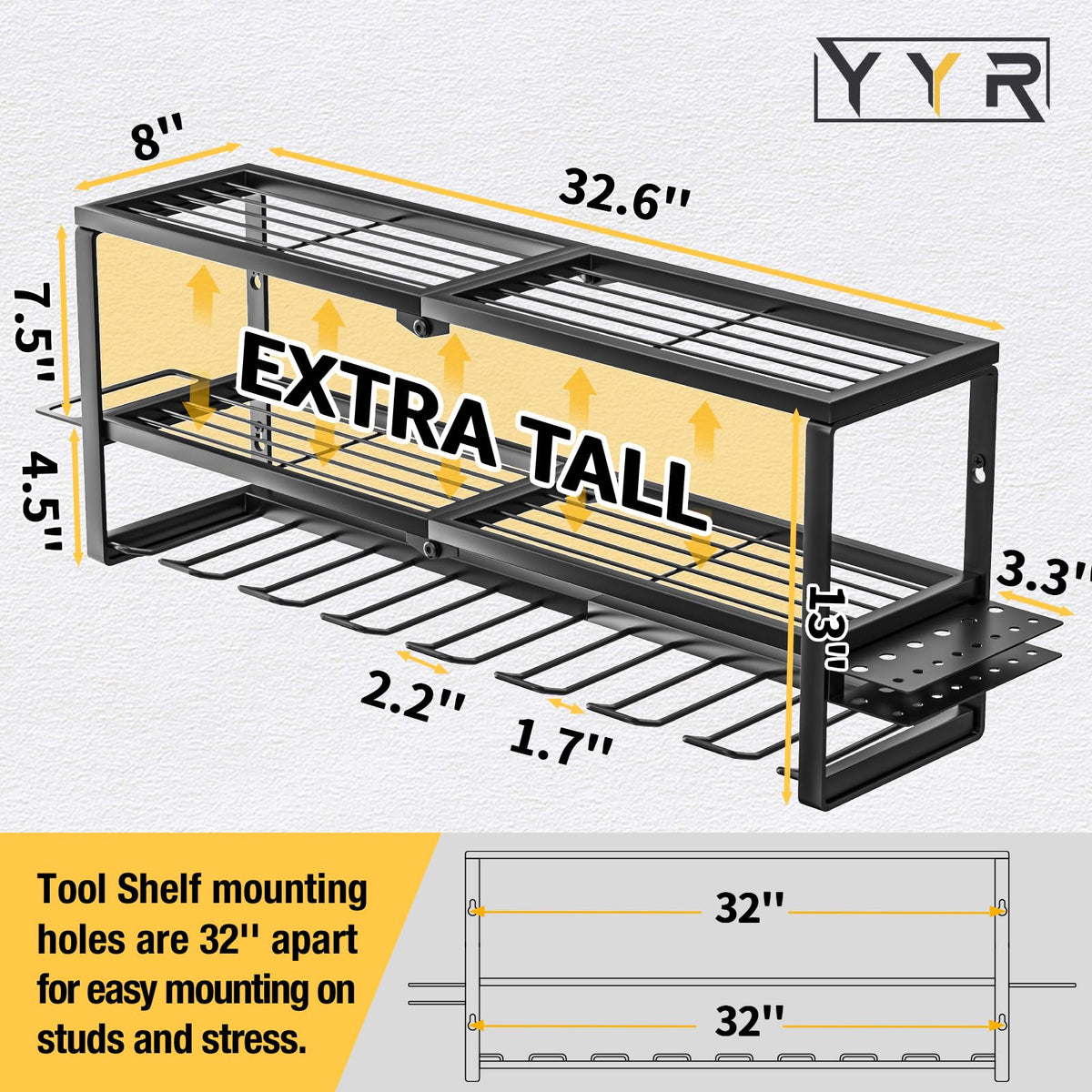 Heavy Duty Power Tool Organizer Wall Mount Cordless Drill - YYR Official Imagery - 3