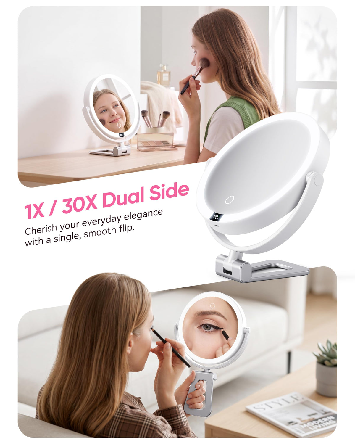 Travel Makeup Mirror with Lights - eeuuty Official Imagery - 6